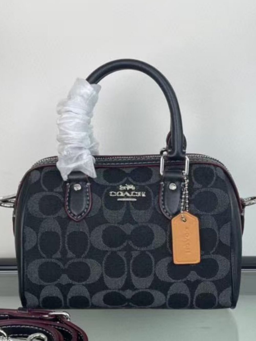 Coach Mini Sydney Satchel in Signature Chambray (Black Denim)